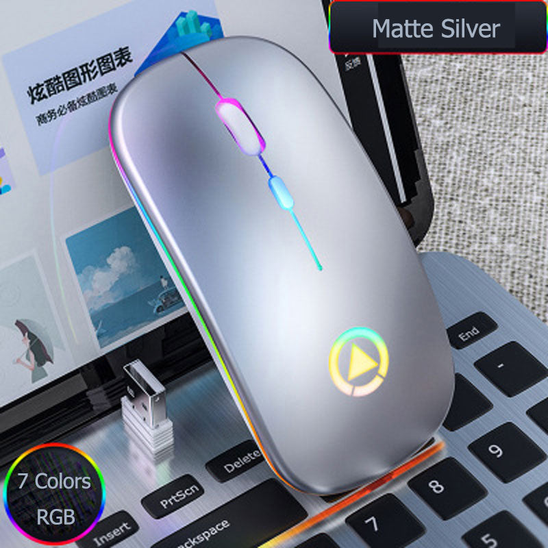 Wireless Mouse Rechargeable Mouse Ultra-thin Silent LED Colorful Backlit Gaming Mouse For Computer Laptop PC