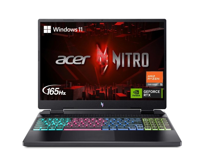 Acer Nitro 16 Gaming Laptop | AMD Ryzen 5 7640HS Hexa - Core CPU | NVIDIA GeForce RTX 4050 Laptop GPU | 16" WUXGA 165Hz IPS Display | 8GB DDR5 | 512GB Gen 4 SSD | WiFi 6E | RGB Backlit KB | AN16 - 41 - R148‎acer