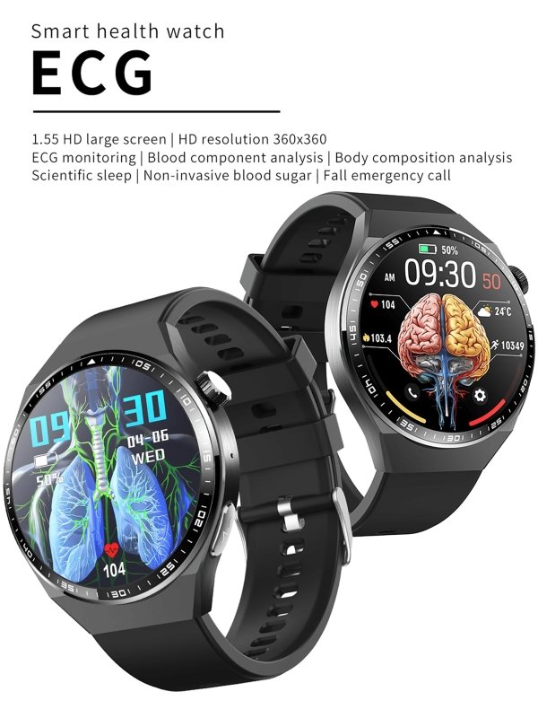 AD VISION Smart Fitness Watches, Sports Watch & Fitness Trackers, 1.55” HD Touchscreen, 24/7 Health Monitoring with ECG, Blood Oxygen & Sleep Tracking, 150+ Sports Modes, IP67, for Men & WomenAD VISION