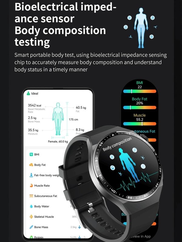 AD VISION Smart Fitness Watches, Sports Watch & Fitness Trackers, 1.55” HD Touchscreen, 24/7 Health Monitoring with ECG, Blood Oxygen & Sleep Tracking, 150+ Sports Modes, IP67, for Men & WomenAD VISION