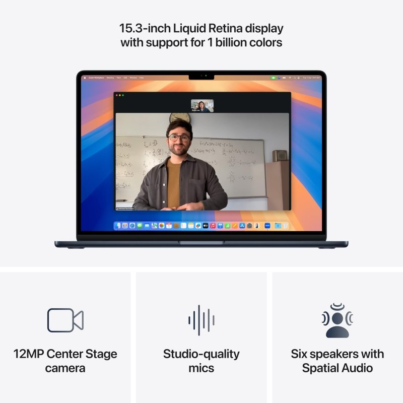 Apple 2025 MacBook Air (15 - inch, Apple M4 chip with 10 - core CPU and 10 - core GPU, 24GB Unified Memory, 512GB) - Midnight;EnglishVisit the Apple Store