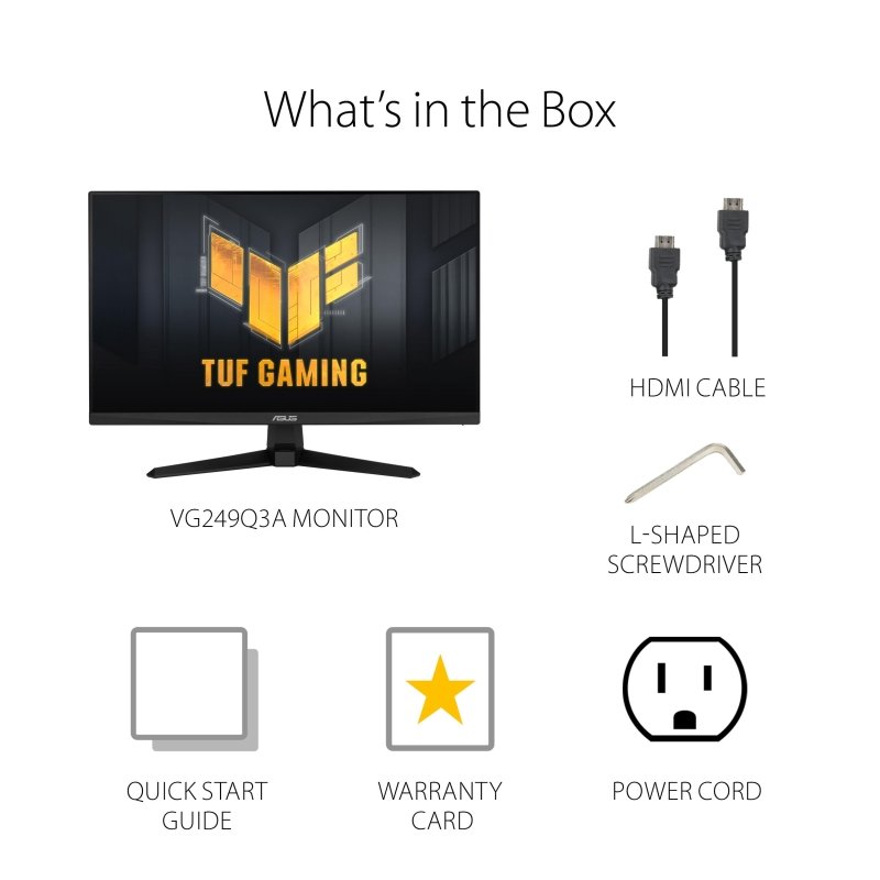 ASUS TUF Gaming 24” (23.8 inch viewable) 1080P Monitor (VG249Q3A) - Full HD, 180Hz, 1ms, Fast IPS, Extreme Low Motion Blur, FreeSync Premium, Speakers, DisplayPort, HDMI, Variable Overdrive, 99% Srgb‎ASUS