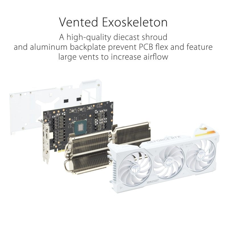 ASUS TUF Gaming GeForce RTX 4070 Ti SUPER BTF White OC Edition 16GB GDDR6X (NVIDIA DLSS 3, (GC - HPWR) Gold Finger, PCIe 4.0, 2X HDMI 2.1a, 3X DisplayPort 1.4a, TUF - RTX4070TIS - O16G - BTF - WHITE, White)‎ASUS