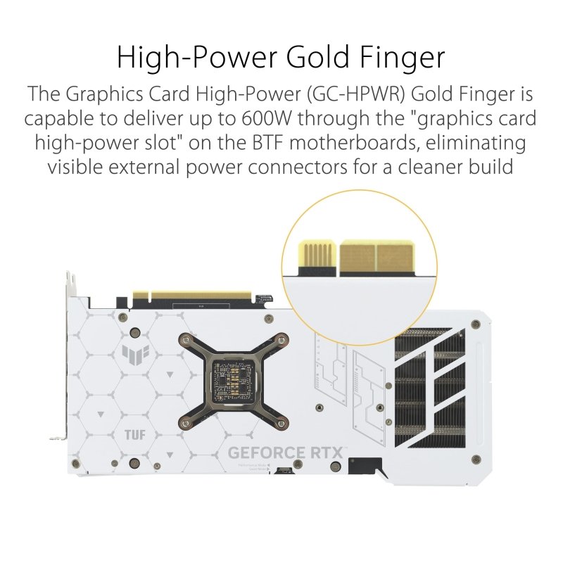ASUS TUF Gaming GeForce RTX 4070 Ti SUPER BTF White OC Edition 16GB GDDR6X (NVIDIA DLSS 3, (GC - HPWR) Gold Finger, PCIe 4.0, 2X HDMI 2.1a, 3X DisplayPort 1.4a, TUF - RTX4070TIS - O16G - BTF - WHITE, White)‎ASUS