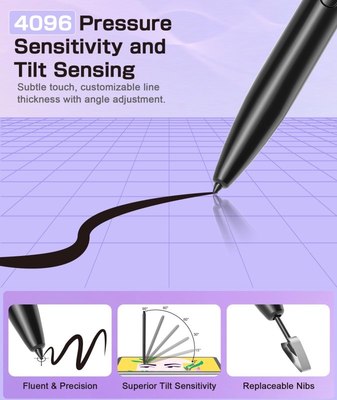 Ciscle Magnetic EMR Stylus Compatible with Remarkable 2, Replacement Digital Pen with Eraser, 4096 Pressure Levels, Palm Rejection, Tilt Support, for Remarkable/Samsung/Wacom/Onyx EMR Devices - 5 TipsCiscle