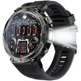 EIGIIS Military Smart Watch for Men Tactical Rugged with Bluetooth Call Flashlight 1.45'' Big Screen Fitness Tracker Heart Rate Sleep Monitor Waterproof Sports Smartwatch iPhone Android BlackEIGIIS