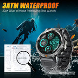 EIGIIS Military Smart Watch for Men Tactical Rugged with Bluetooth Call Flashlight 1.45'' Big Screen Fitness Tracker Heart Rate Sleep Monitor Waterproof Sports Smartwatch iPhone Android BlackEIGIIS