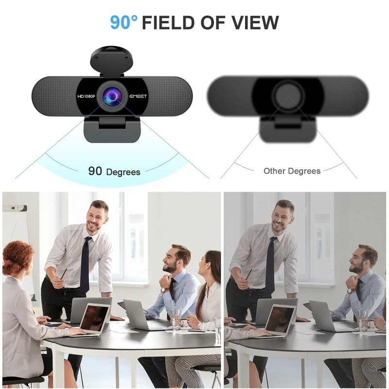 EMEET 1080P Webcam with Microphone, C960 Web Camera, 2 Mics Streaming Webcam, 90°FOV Computer Camera, Plug and Play USB Webcam for Online Calling/Conferencing, Zoom/Teams/Facetime/YouTube, Laptop/PCVisit the EMEET Store