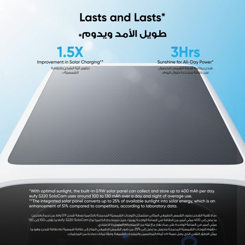 eufy security S220 SoloCam Solar Security Camera Outdoor Wireless, Continuous Power, 2K Resolution Home Security Camera, 2.4 GHz Wi - Fi, No Monthly Fee, HomeBase 3 CompatibleVisit the eufy Security Store