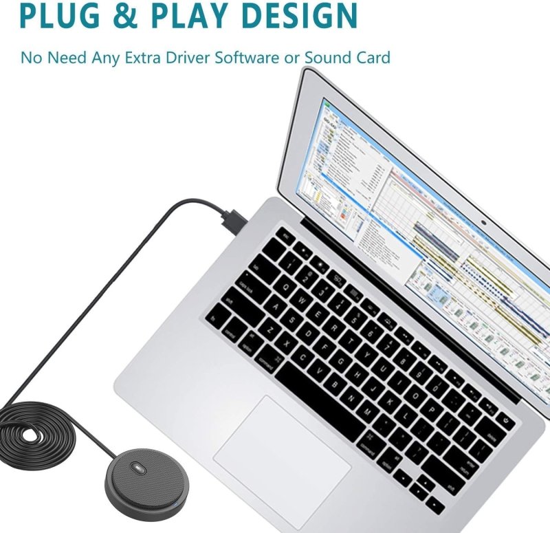 Excefore USB Conference Microphone for Computer, 360° Omnidirectional Condenser Mic with Mute Key, Great for Video Conference, Gaming, Chatting, Skype, Plug & Play, Windows macOS, Ideal for GiftVisit the Excefore Store