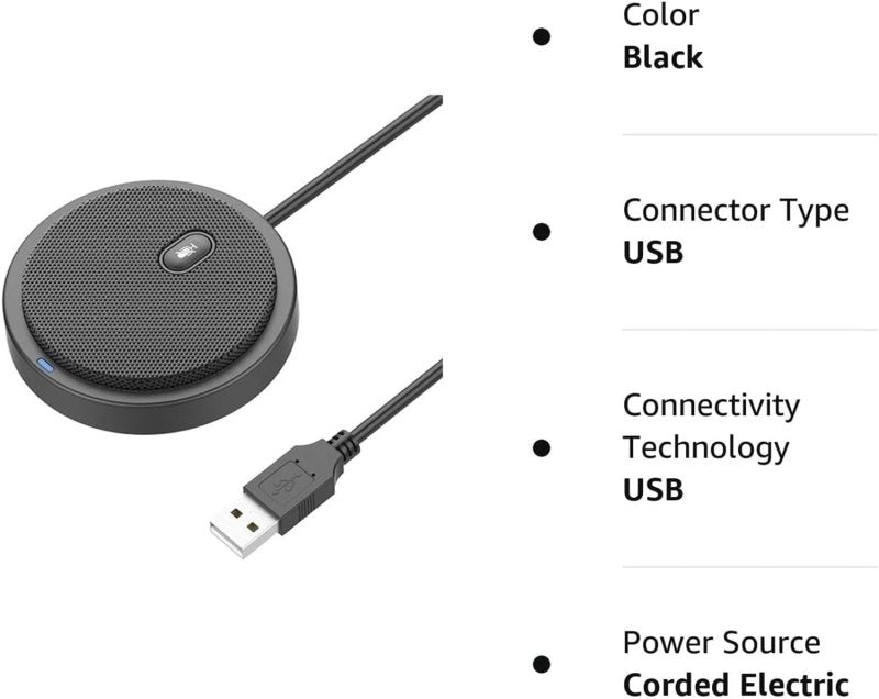 Excefore USB Conference Microphone for Computer, 360° Omnidirectional Condenser Mic with Mute Key, Great for Video Conference, Gaming, Chatting, Skype, Plug & Play, Windows macOS, Ideal for GiftVisit the Excefore Store