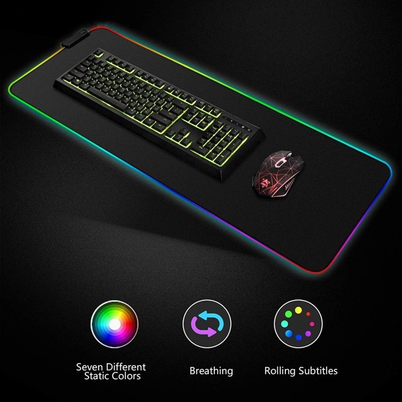 Goodstuff Rgb Gaming MoUSe Pad, Extra Large Soft Led Extended MoUSe Pad, Anti - Slip Rubber Base Computer Keyboard Mat‎Goodstuff