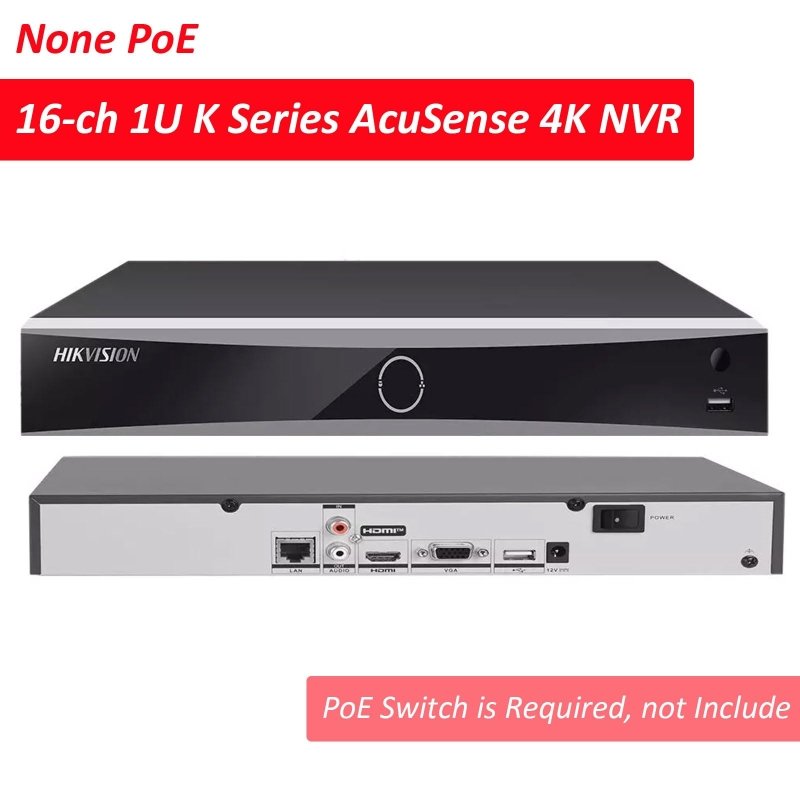 HIKVISION 16 Channel 8MP 4K NVR [DS - 7616NXI - K1] for IP Network CCTV Cameras with USEWELL HDMI, BlackVisit the HIKVISION Store