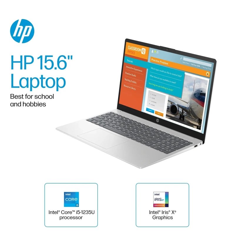 HP 15.6" Touchscreen | 12th Gen Intel i5 - 1235U (Beats i7 - 8700) | 32GB RAM | 1TB SSD | Iris Xe Graphics | Win 11 Pro | Fast Charge | Silver | W/Mouse‎HP