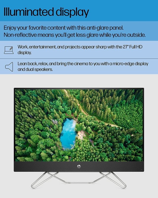 HP All - in - One Business Computer, 27" FHD Micro - Edge Display, 12th Gen Intel Core i7 - 1255U, 64GB RAM, 2TB SSD, HDMI, RJ - 45, Webcam, KB & Mouse, Wi - Fi 6, Windows 11 Pro‎HP