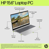 HP Laptop 15 - fd0111ne, 15.6" Full HD Display, Intel® Core™ i7 - 1255U, 16GB RAM, 512GB SSD, Intel® Iris® Xe Graphics, Windows 11 Home, Keyboard English/Arabic, Natural silver [B21RHEA]‎HP