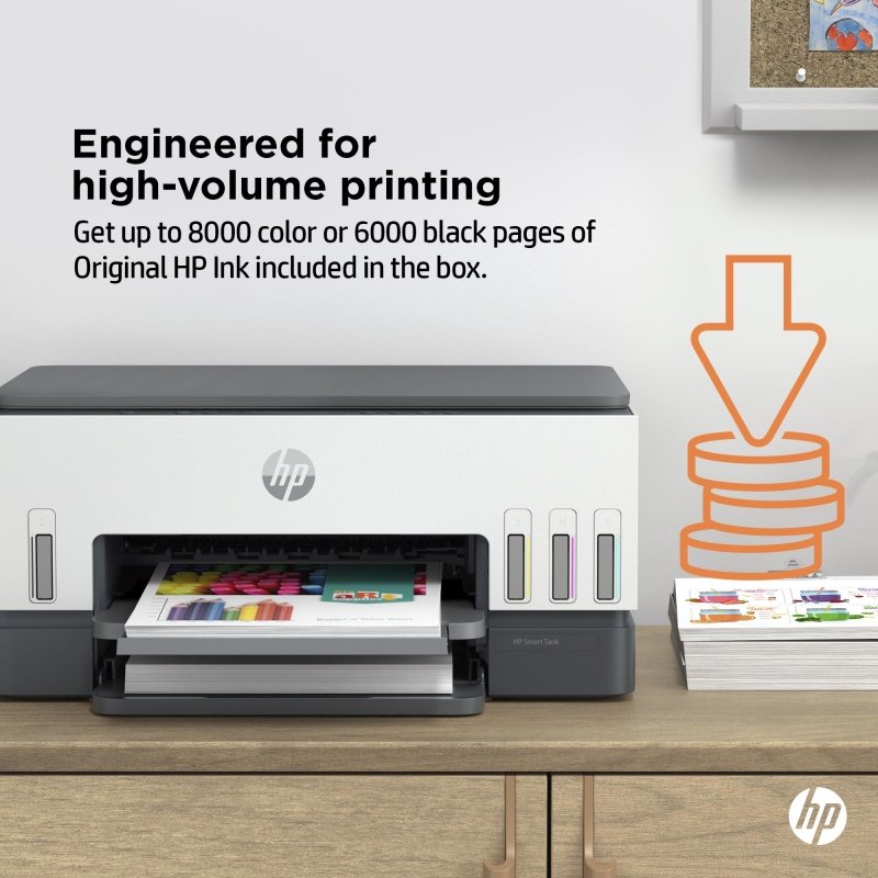 HP Smart Tank 670 All - in - One Printer, Print, Scan, Copy, Wireless, Scan to PDF, Fast two - sided printing, Up to 18,000 black or 8,000 color pages - White/Grey [6UU48A]Visit the HP Store