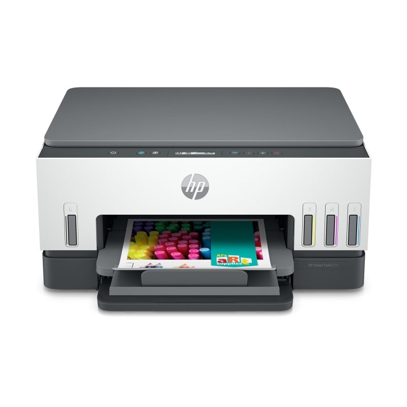 HP Smart Tank 670 All - in - One Printer, Print, Scan, Copy, Wireless, Scan to PDF, Fast two - sided printing, Up to 18,000 black or 8,000 color pages - White/Grey [6UU48A]Visit the HP Store
