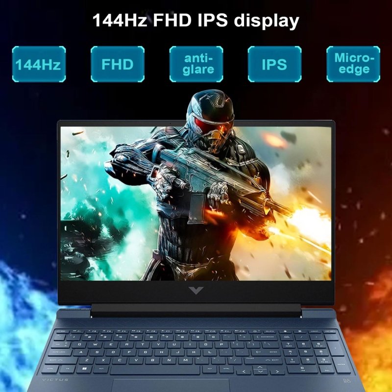 HP Victus 15.6 i5 Gaming Laptop, 15.6" FHD 1920x1080 144Hz, Intel Core i5 - 12450H, NVIDIA GeForce RTX 3050, 32GB RAM, 1TB SSD, Backlit KB, Touchpad, SD Card Reader,(UPGRADE)Visit the HP Store