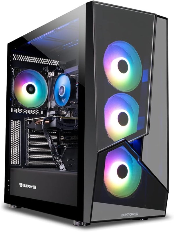 iBUYPOWER Pro Gaming PC Computer Desktop Slate5MR 249a (AMD Ryzen 5 3600 3.6 GHz, NVIDIA GTX 1650 4GB, 8GB DDR4, 480 GB SSD, Windows 11 Home)iBUYPOWER