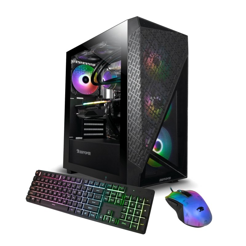 iBUYPOWER Slate 6 Mesh Gaming PC Computer Desktop, 13th Gen Intel i5 - 13600KF, NVIDIA GeForce RTX 4060, 16GB DDR5 RAM, 1TB NVMe SSD, Liquid Cooled, RGB Keyboard and Mouse, Windows 11 Home, black‎iBUYPOWER