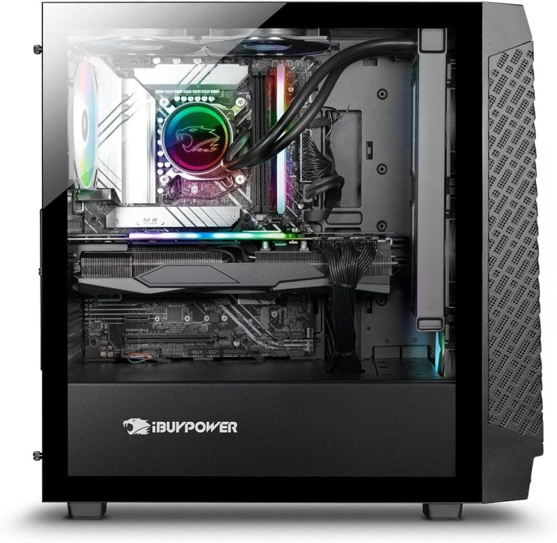 iBUYPOWER Slate 6 Mesh Gaming PC Computer Desktop, 13th Gen Intel i5 - 13600KF, NVIDIA GeForce RTX 4060, 16GB DDR5 RAM, 1TB NVMe SSD, Liquid Cooled, RGB Keyboard and Mouse, Windows 11 Home, black‎iBUYPOWER
