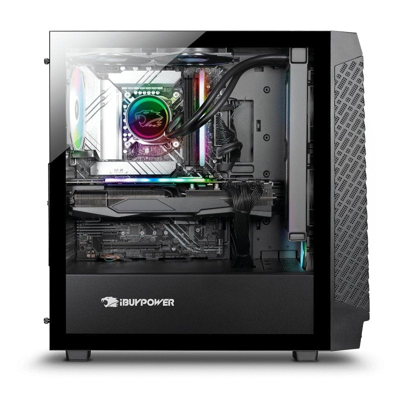 iBUYPOWER Slate 6 Mesh Gaming PC Computer Desktop, 13th Gen Intel i5 - 13600KF, NVIDIA GeForce RTX 4060, 16GB DDR5 RAM, 1TB NVMe SSD, Liquid Cooled, RGB Keyboard and Mouse, Windows 11 Home, black‎iBUYPOWER