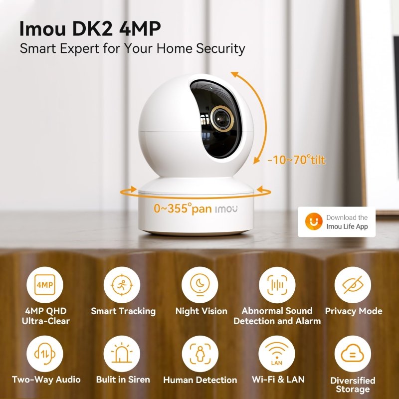 Imou 4MP Camera for Home, WIFI Camera Indoor, 360° Security Camera, CCTV Camera for Home, HD Baby Monitor, Indoor Camera for Pet with IR Night Vision, Two - Way Audio, Motion Detection, Work with AlexaVisit the Imou Store
