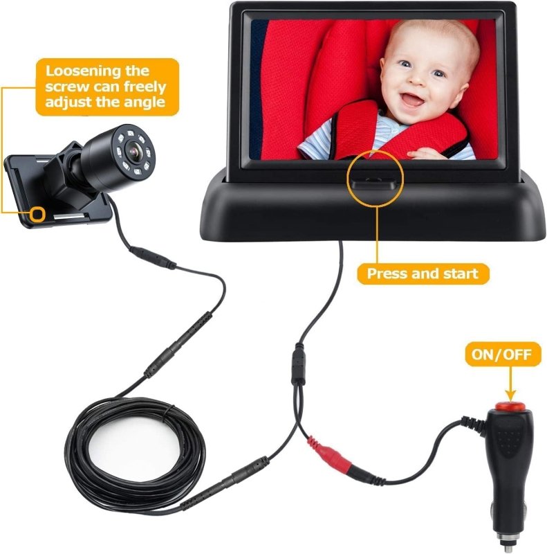 Itomoro Baby Car Mirror, View Infant in Rear Facing Seat with Wide Crystal Clear View,Night Vision,Camera Aimed at Baby - Easily to Observe The Baby's Every Move‎Itomoro