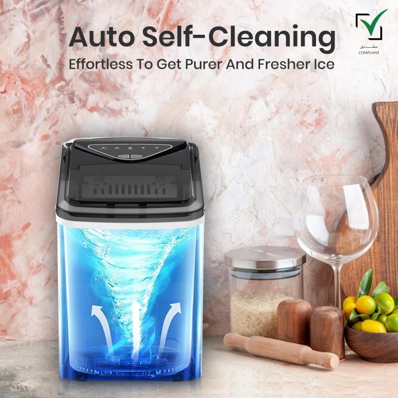 JINOU Ice Maker - 2L Refillable Water Tank – Made with Premium Quality Abs Material, Updated Electronics & Cooling System - Ice Cube Maker Produces 12 Kg Ice In 24 HoursJinou