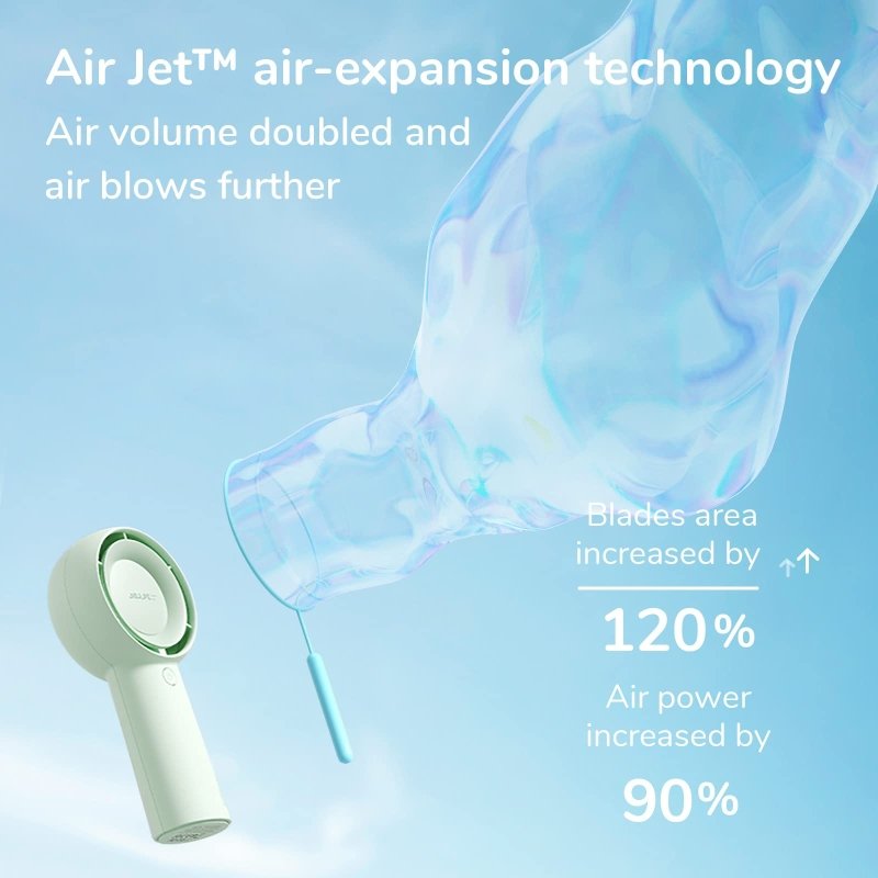 JISULIFE Handheld Turbo Fan [16H Max Cooling Time] Mini Portable Hand, 4000mAh USB Rechargeable Personal, Battery Operated Small Pocket Fan with 5 Speeds for Travel/Outdoor/Home/Office - Green‎JISULIFE