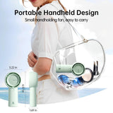 JISULIFE Handheld Turbo Fan [16H Max Cooling Time] Mini Portable Hand, 4000mAh USB Rechargeable Personal, Battery Operated Small Pocket Fan with 5 Speeds for Travel/Outdoor/Home/Office - Green‎JISULIFE