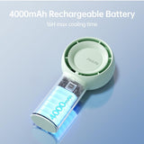 JISULIFE Handheld Turbo Fan [16H Max Cooling Time] Mini Portable Hand, 4000mAh USB Rechargeable Personal, Battery Operated Small Pocket Fan with 5 Speeds for Travel/Outdoor/Home/Office - Green‎JISULIFE