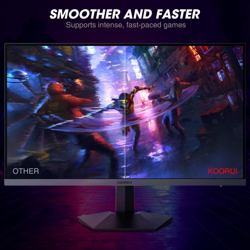 KOORUI 24 Inch Gaming Monitor, 165Hz 1080p 1ms IPS, Adaptive Sync, PC Monitor HDMI, Tilt Adjustable, Eye Care, VESA Wall Mountable (FHD 1920x1080, DisplayPort) Black‎KOORUI