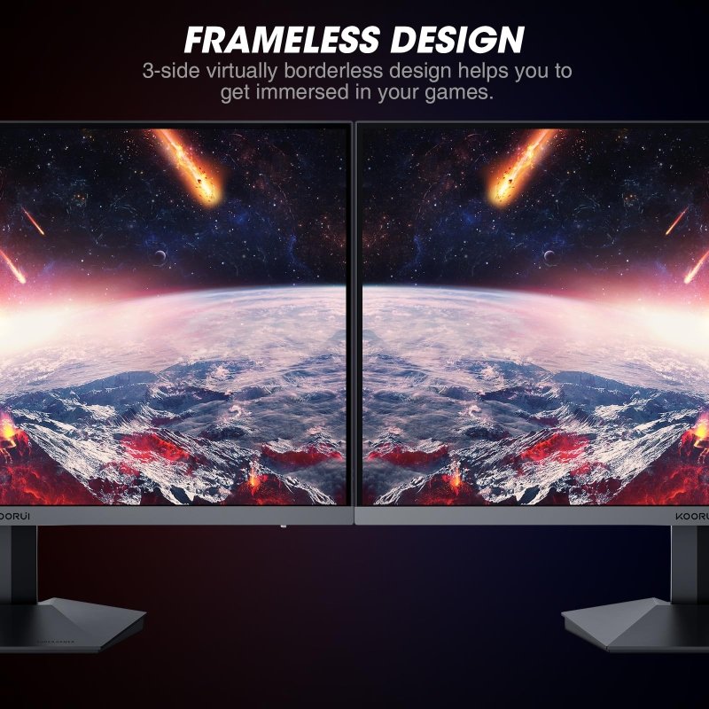 KOORUI 24 Inch Gaming Monitor, 165Hz 1080p 1ms IPS, Adaptive Sync, PC Monitor HDMI, Tilt Adjustable, Eye Care, VESA Wall Mountable (FHD 1920x1080, DisplayPort) Black‎KOORUI