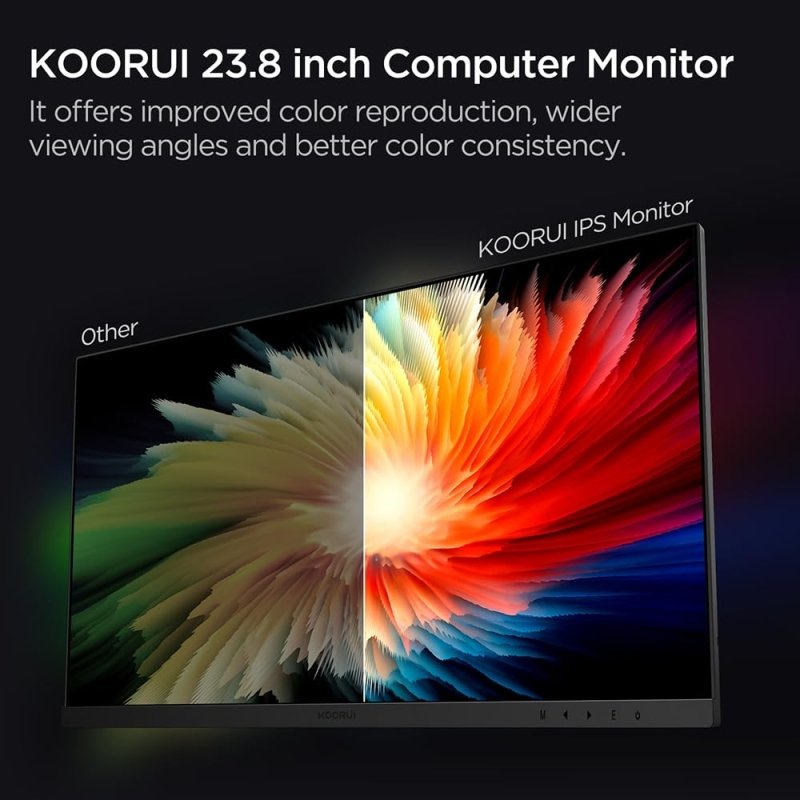 KOORUI 24 - Inch IPS Business Monitor Full HD1920 x 1080, 100Hz Refresh Rate, 5ms Response Time, sRGB 99% Color Gamut, 16.7m Maximum Color, Built - in Speaker, Tilt Adjustable, HDMI & VGA, Freesync - P02‎KOORUI
