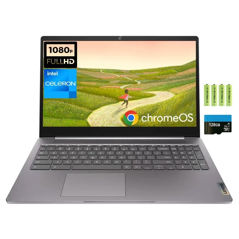 Lenovo IdeaPad 3i 15.6" FHD Chromebook, Intel Celeron N4500 Processor, 4GB RAM, 192GB Storage(64GB eMMC + 128GB Flash Memory), Webcam, Wi - Fi 6, Bluetooth, SD Card Reader, HDMI, Artic Grey, Chrome OS‎Lenovo