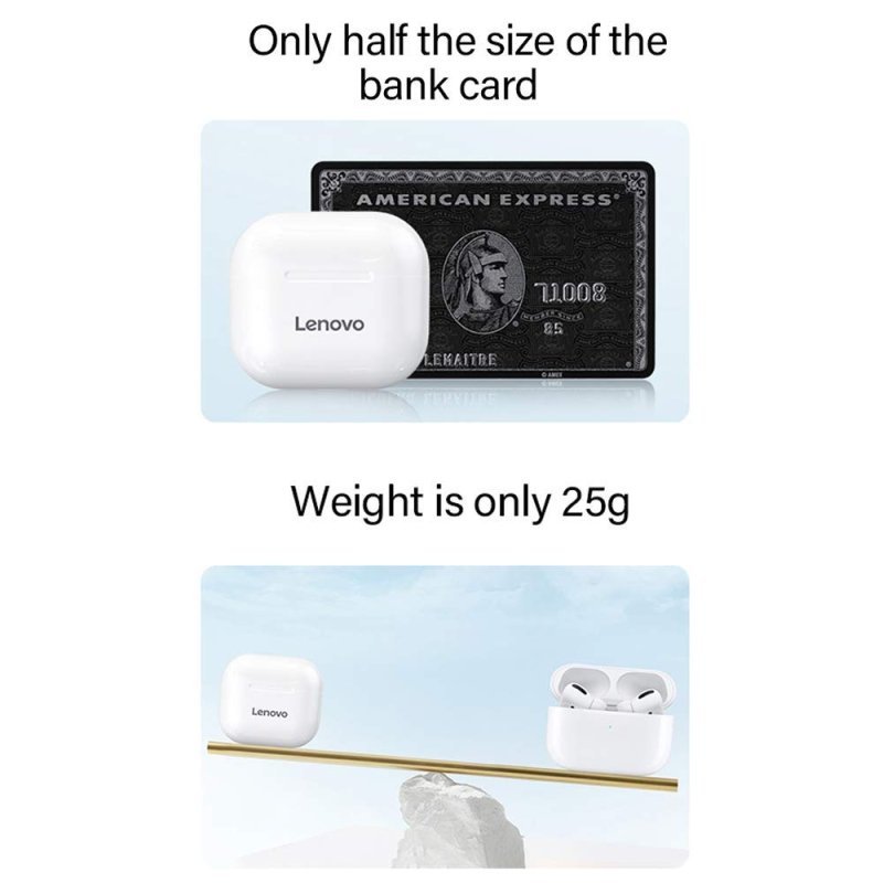 Lenovo LivePods LP40 TWS Semi - In - Ear Earbuds BT 5.0 True Wireless Earbuds with Touch Control Handsfree Call Stereo Sound Noise Cancelling Headphones with Two - Ear Design, BlackVisit the Lenovo Store