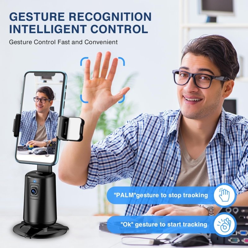 Lingtoolator acking Tripod 360° Rotating Auto Tracking Phone Stand, No App, Phone Camera Stand with Remote and Gesture Control, Rechargeable Smart Shooting Stand for Live Video Recording Tiktokjiangler