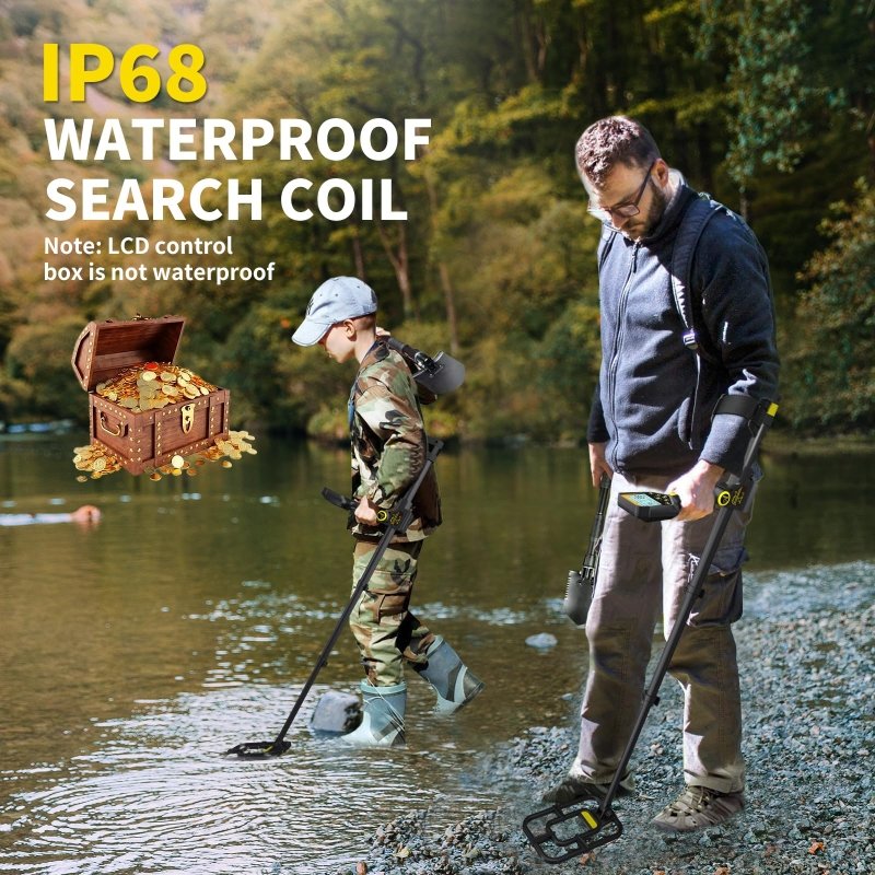 LOLARAN Metal Detector for Adults Professional, Rechargeable Lithium Battery Powered,Wireless Adjustable Retractable Foldable Metal Detector Waterproof High Accuracy Gold Detector, Backlit LCD DisplayLOLARAN