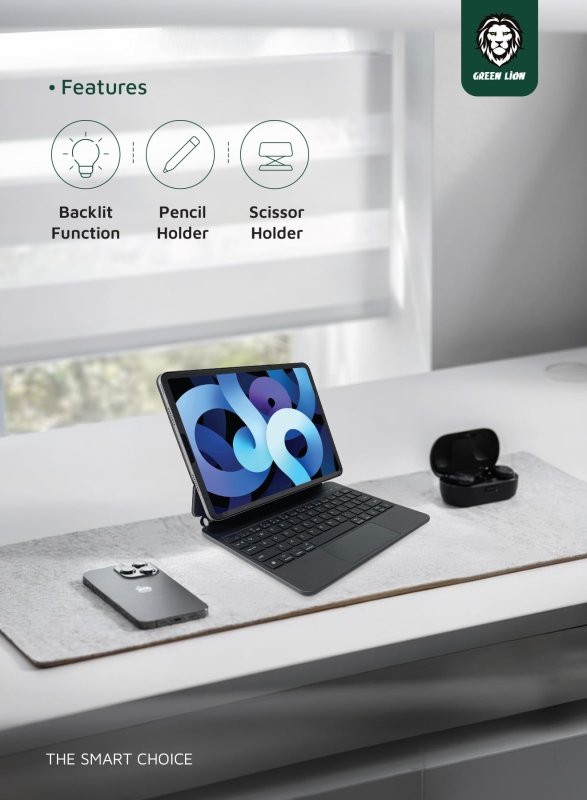 Magic Keyboard (Arabic/English) 500mAh by Green Lion Compatible with iPad 10.9/10th Gen. 2022, Foldable & Portable, High Sensitivity Touchpad, Backlight with Brightness Adjustable‎Green Lion