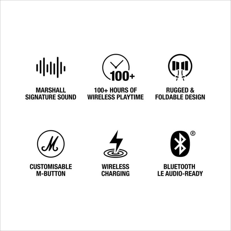 Marshall Major V Bluetooth Headphones - Foldable Bluetooth Wireless Headphones Bluetooth with 100+ Hours of Playtime (Black)Visit the Marshall Store