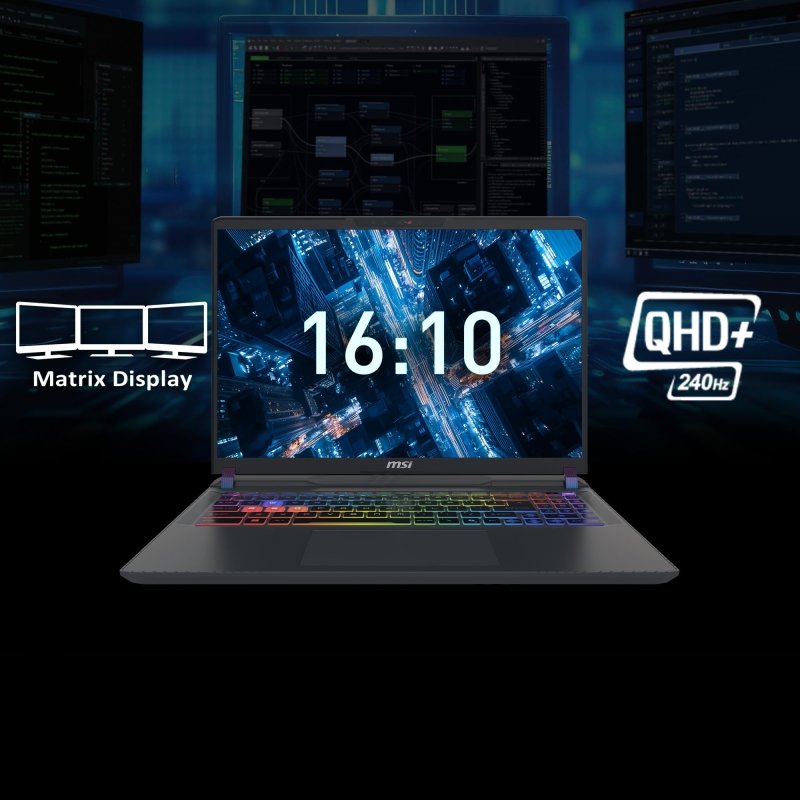 MSI Vector 16 HX AI A2XWIG, Gaming Laptop, 16"QHD+ 240Hz, Intel Ultra 9 275HX, 32GB RAM, 1TB SSD, NVIDIA GeForce RTX 5080 Laptop GPU, GDDR7 16GB, Win11, Gray‎MSI