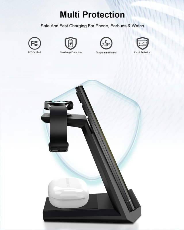 NANAMI Wireless Charger for Samsung - 3 in 1 Charging Station for Multiple Devices, Fast Charger Stand for Galaxy S25 S24 S23 S22 S21 Ultra Z Flip Fold 4, Galaxy Watch 6/5/5 Pro/4/3, Galaxy Buds 2 ProVisit the NANAMI Store