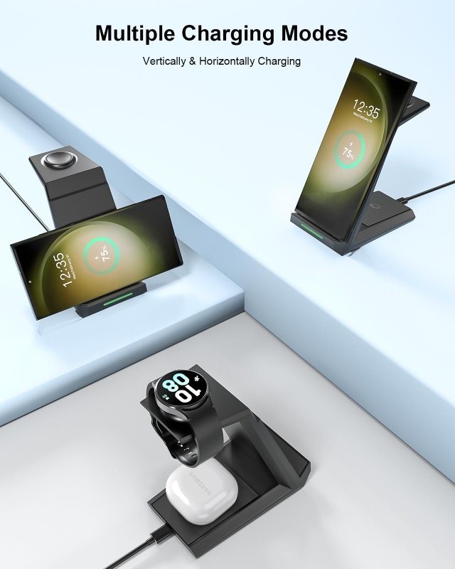 NANAMI Wireless Charger for Samsung - 3 in 1 Charging Station for Multiple Devices, Fast Charger Stand for Galaxy S25 S24 S23 S22 S21 Ultra Z Flip Fold 4, Galaxy Watch 6/5/5 Pro/4/3, Galaxy Buds 2 ProVisit the NANAMI Store
