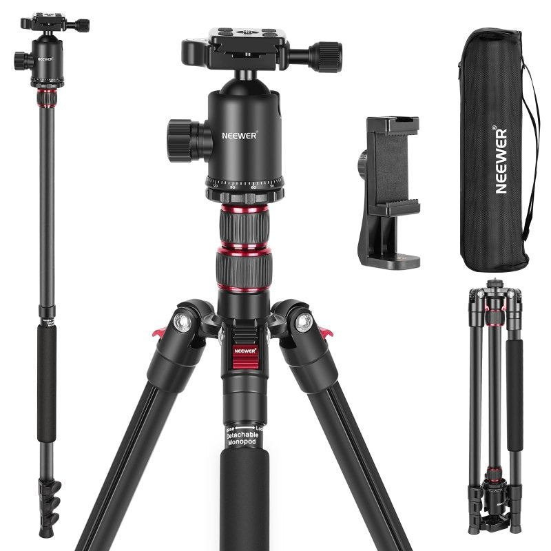 Neewer 77 - Inch Tripod, Camera Tripod for DSLR, 2 - in - 1 Compact Aluminum Tripod Monopod with 360 Degree Ball Head, 2 Center Axis, QR Plate and 8 Kilograms Load for Travel and Work, Carry Bag IncludedVisit the NEEWER Store