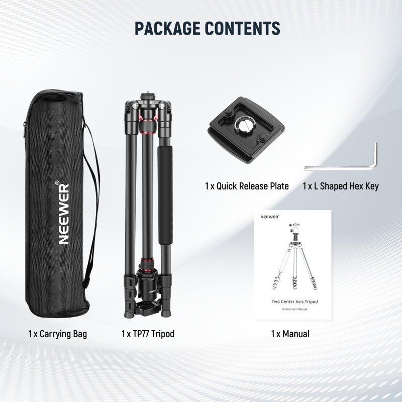 Neewer 77 - Inch Tripod, Camera Tripod for DSLR, 2 - in - 1 Compact Aluminum Tripod Monopod with 360 Degree Ball Head, 2 Center Axis, QR Plate and 8 Kilograms Load for Travel and Work, Carry Bag IncludedVisit the NEEWER Store