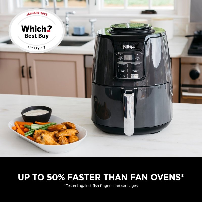 Ninja Air Fryer Af100, Roast, Reheat, Dehydrate, 3.8 L, 1550 Watts, Grey And Black"Min 1 year manufacturer warranty"‎Ninja