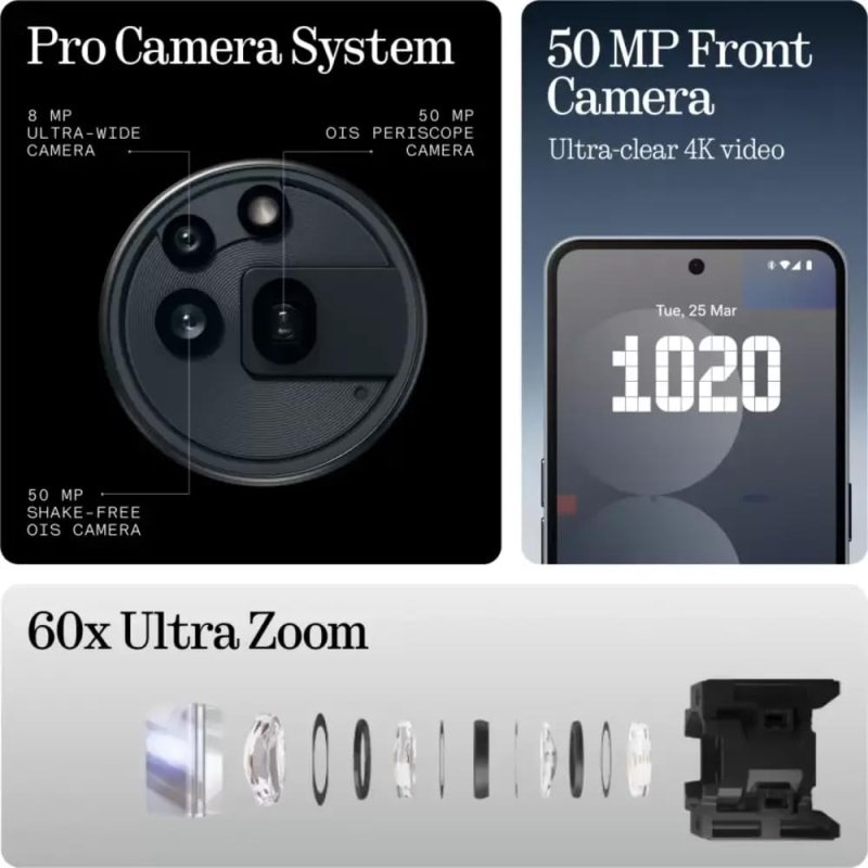 Nothing Phone A059P (3a Pro) 5G Black, (12 GB RAM, 256 GB Storage) 50 MP Camera,6.77" FHD+ flexible AMOLED display,5000 mAhVisit the Nothing Store