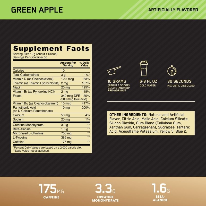 Optimum Nutrition Gs Pre Workout Green Apple 300Gr 6/Cs‎Optimum Nutrition